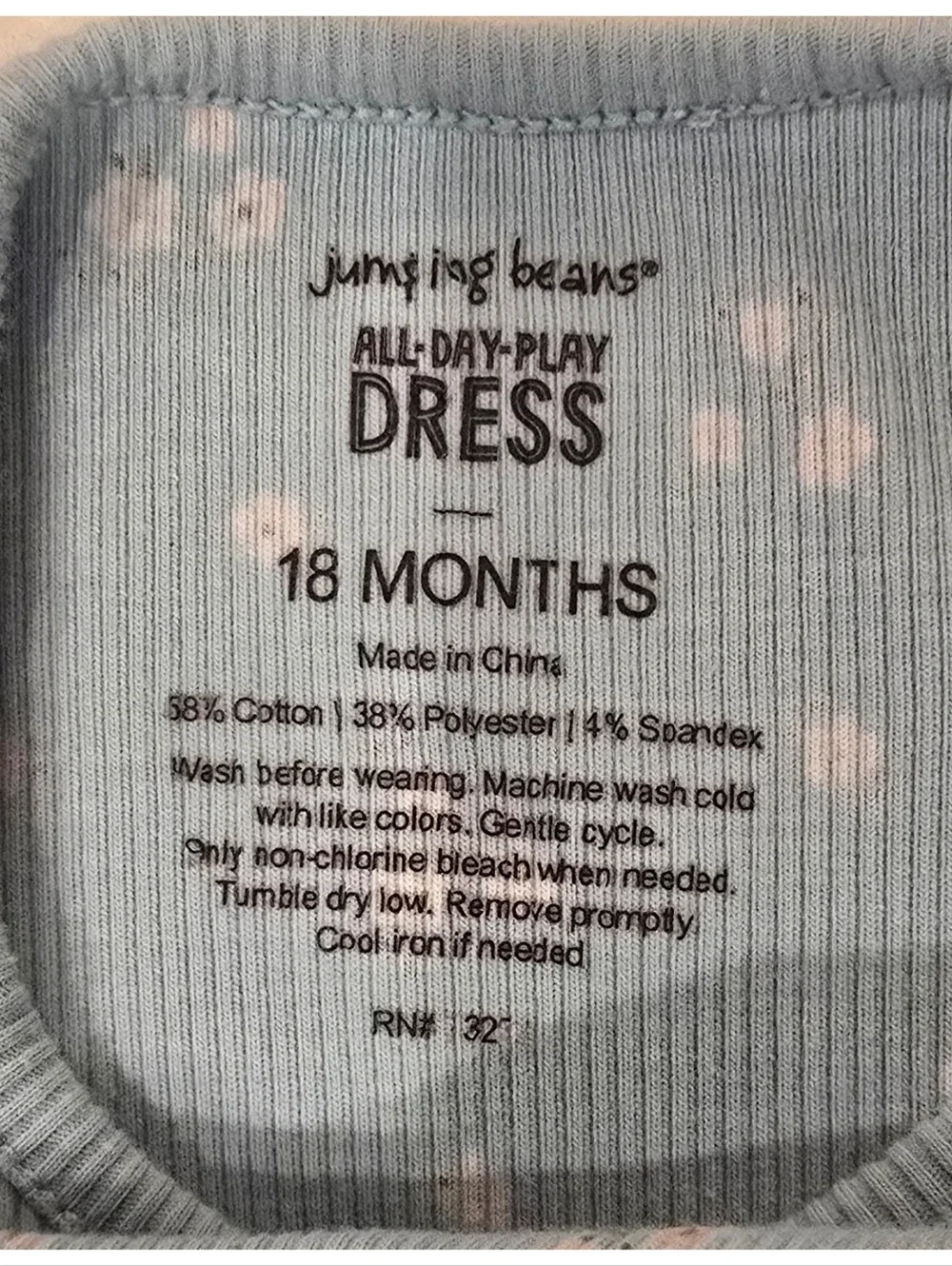Jumping Beans Baby Girls Ribbed Floral Dress Sage Green Size 18 Months